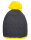 Bommelmütze mit Kontraststreifen carbon/ yellow